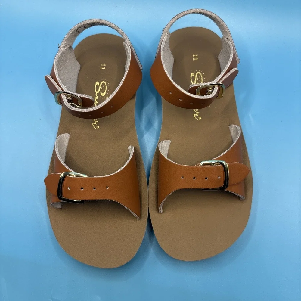 NEW SUN-SAN SALT WATER SANDALS TAN BROWN  TODDLER SIZE 11